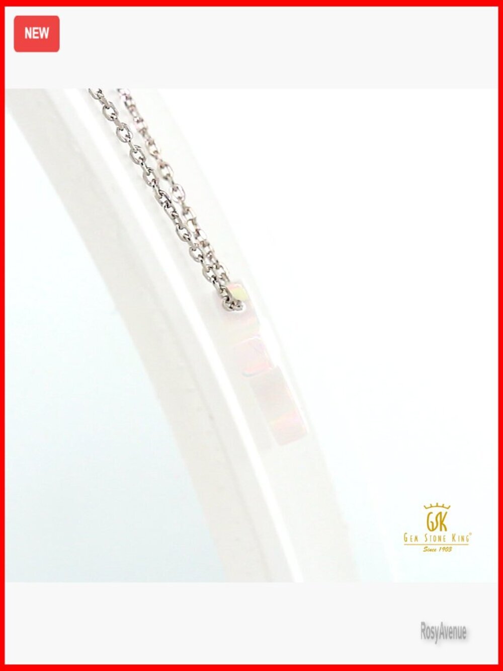 Sterling Silver Opal Cross Pendant Necklace With 18 Inch Chain View 6